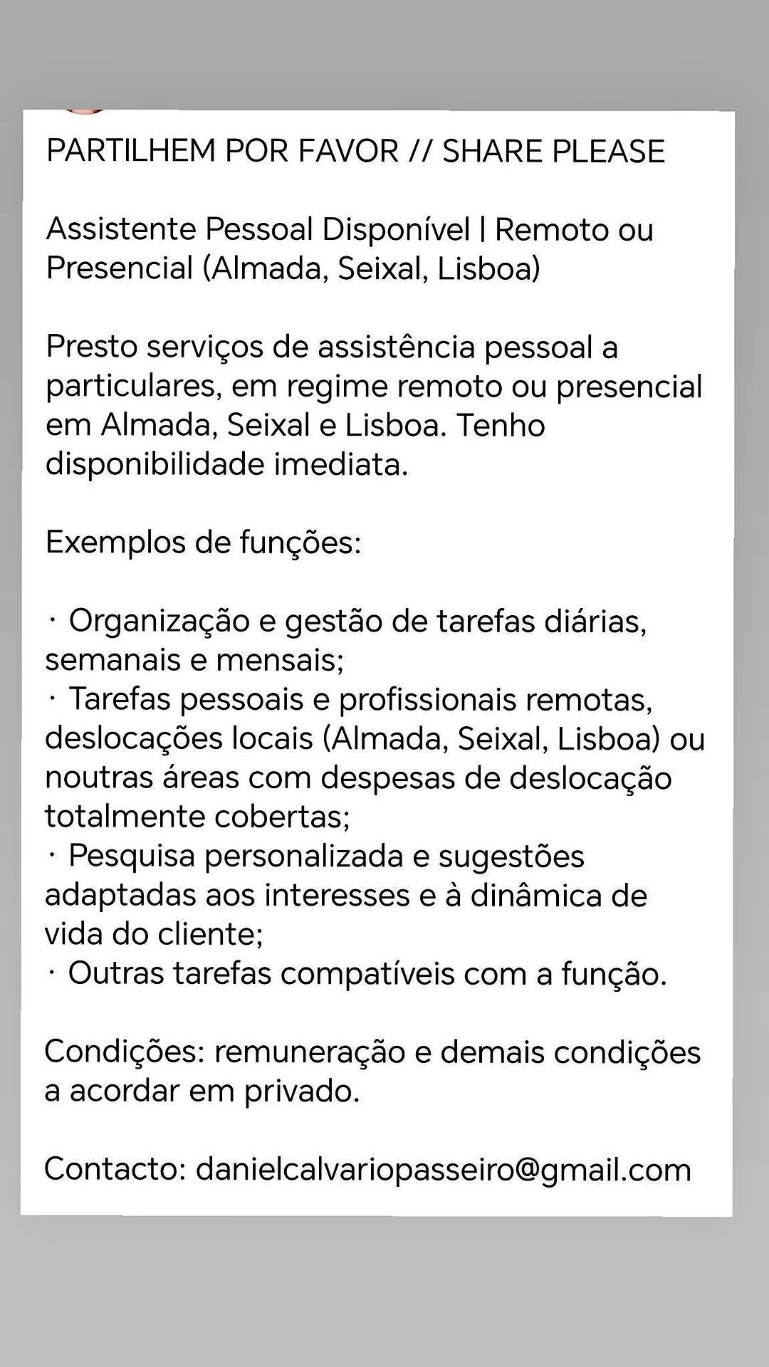 Assistente Pessoal / Personal Assistant