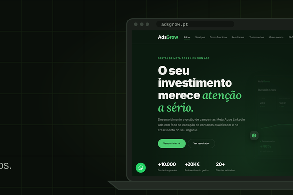 Landing page moderna e pronta para campanhas de anúncios